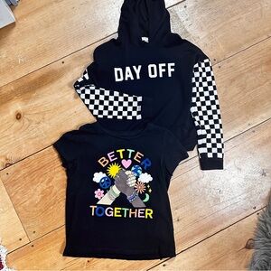 Moa Moa & Old Navy Black 'Day Off' Hoodie and 'Better Together' T-Shirt Set, L